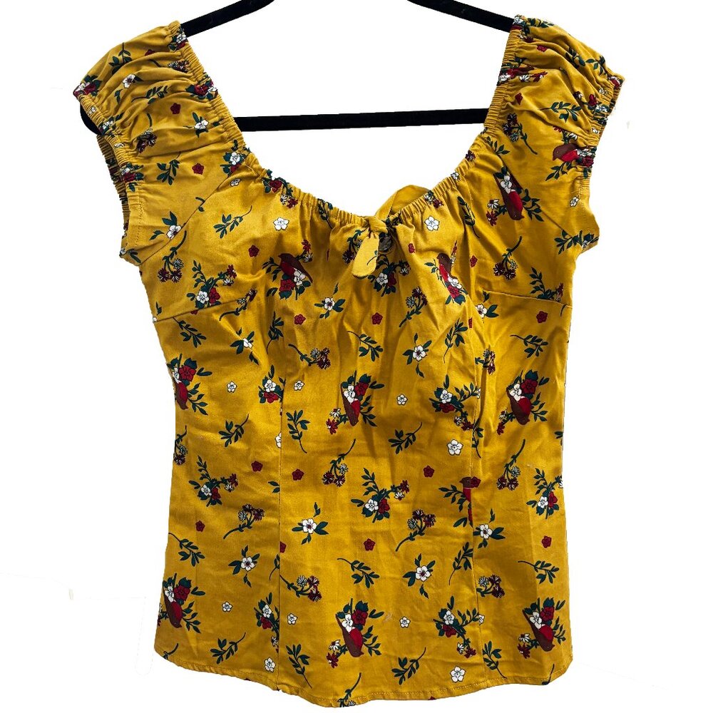Collectif x Modcloth Yellow Tropical Top